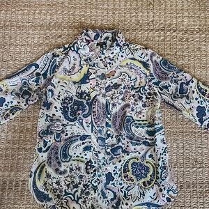 Talbots Blue and Purple Paisley Button Down Shirt